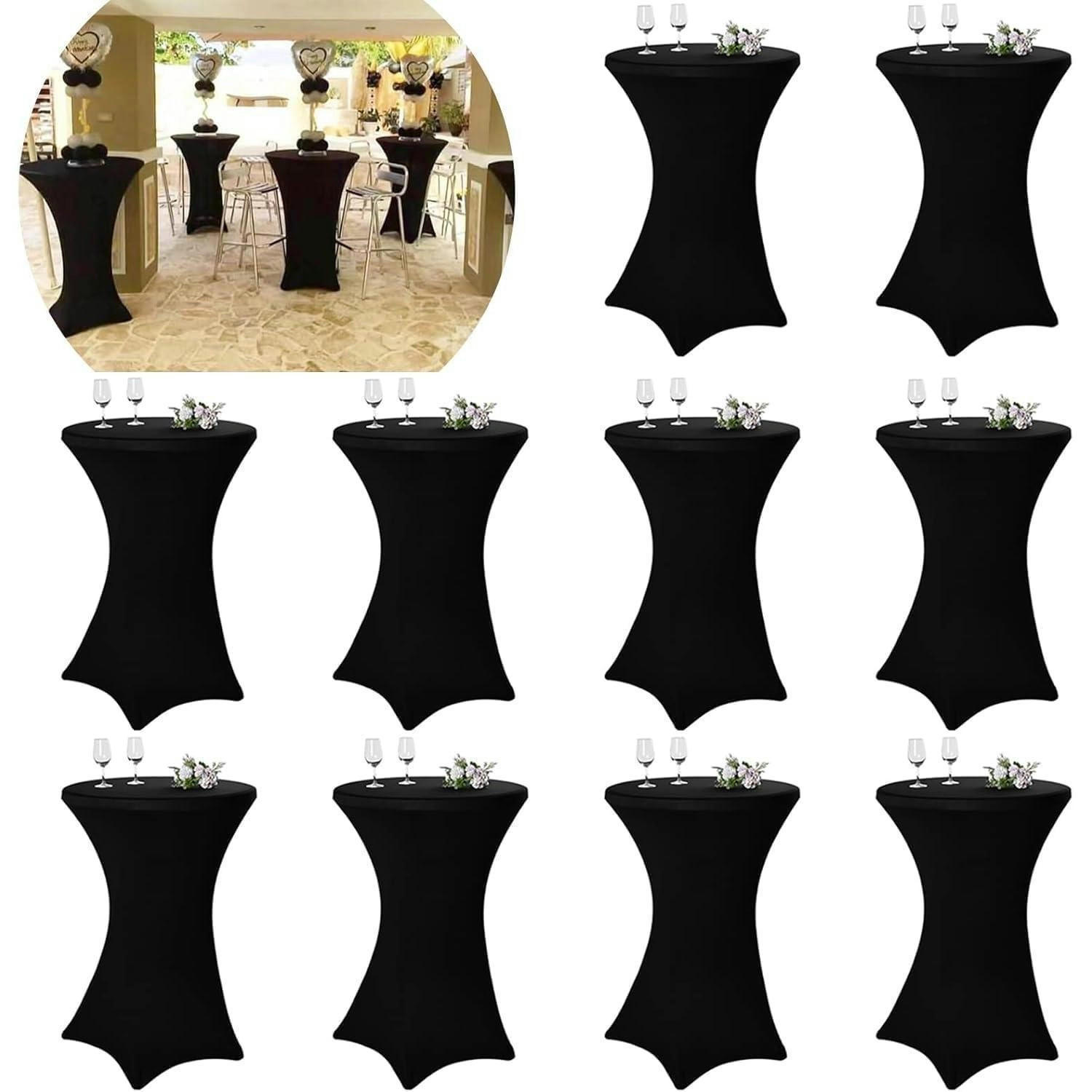 STEHTISCH Husse 10er-Set Schwarz 70 cm - Schwarz, Textil (70/110cm)