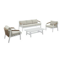 GARTENSITZGRUPPE im Set - 5 Personen - metall - beige, weiß Lureya - Beige/Weiß, Metall - Vente-Unique