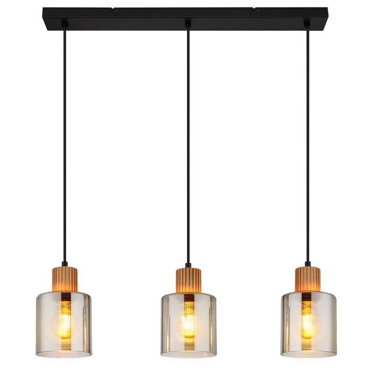 LED HÄNGELEUCHTE Metall Holzoptik Schwarz - Schwarz, Holz (64/12/120cm) - Globo Lighting