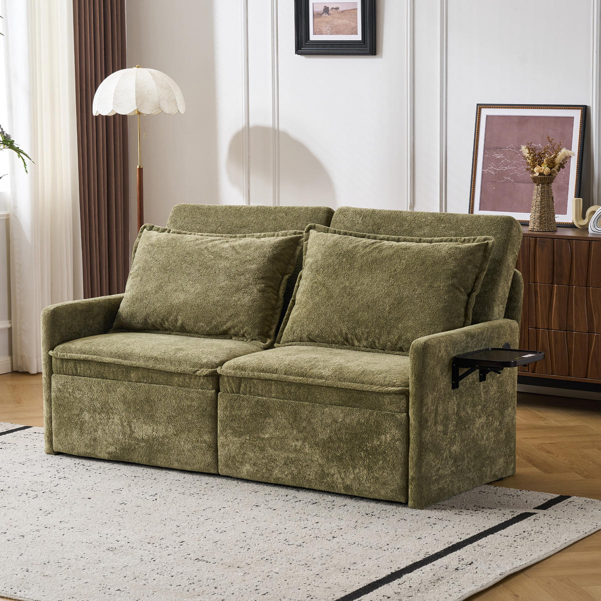 SCHLAFSOFA 172.5/71/95 cm Grün mit USB-Anschluss, 5-fach verstellbarer Rückenlehne und Stauraum - Grün, Textil (71/95/172.5cm) - Oxeza