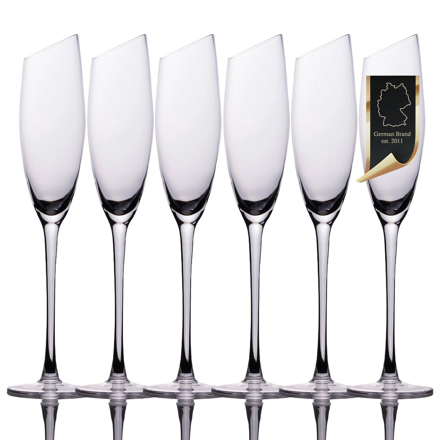 CHAMPAGNER/SEKT Glas mit moderner Kante 150 ml (6er-Set) - Transparent, Glas (0.15L) - Intirilife