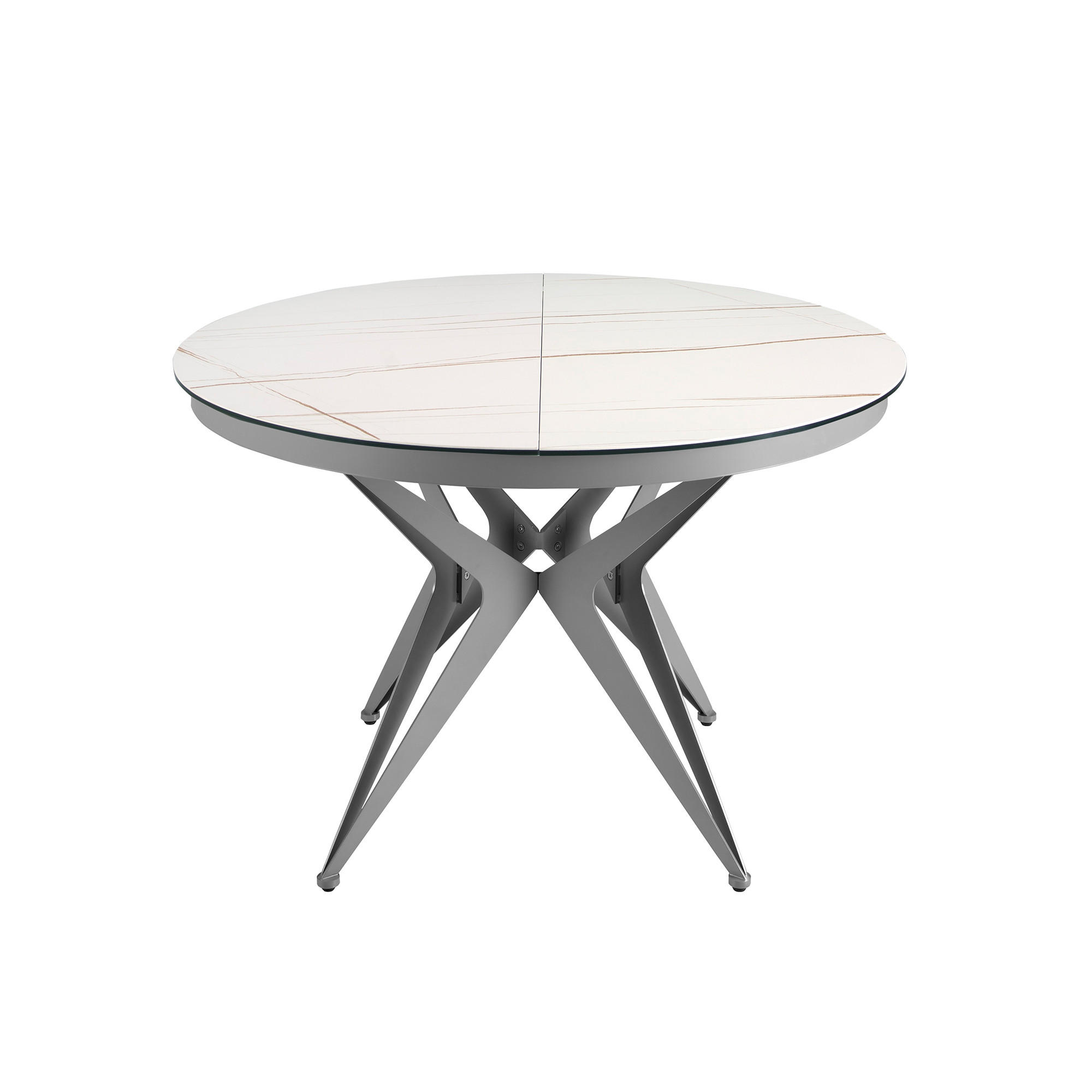 ESSTISCH rund Weiß Grau 120/120/77 cm - Weiß/Grau, Stein (120/120/77cm) - ANGEL CERDA