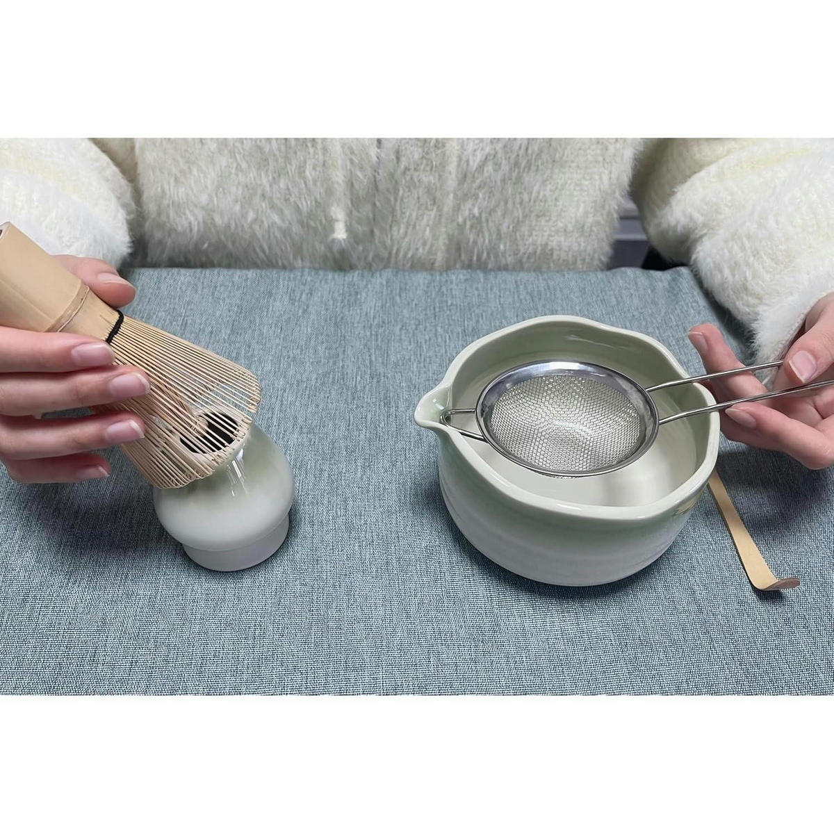 MATCHA Set 5-teiliges Set Wellengrün - Grün, Naturmaterialien (13/8/13cm)