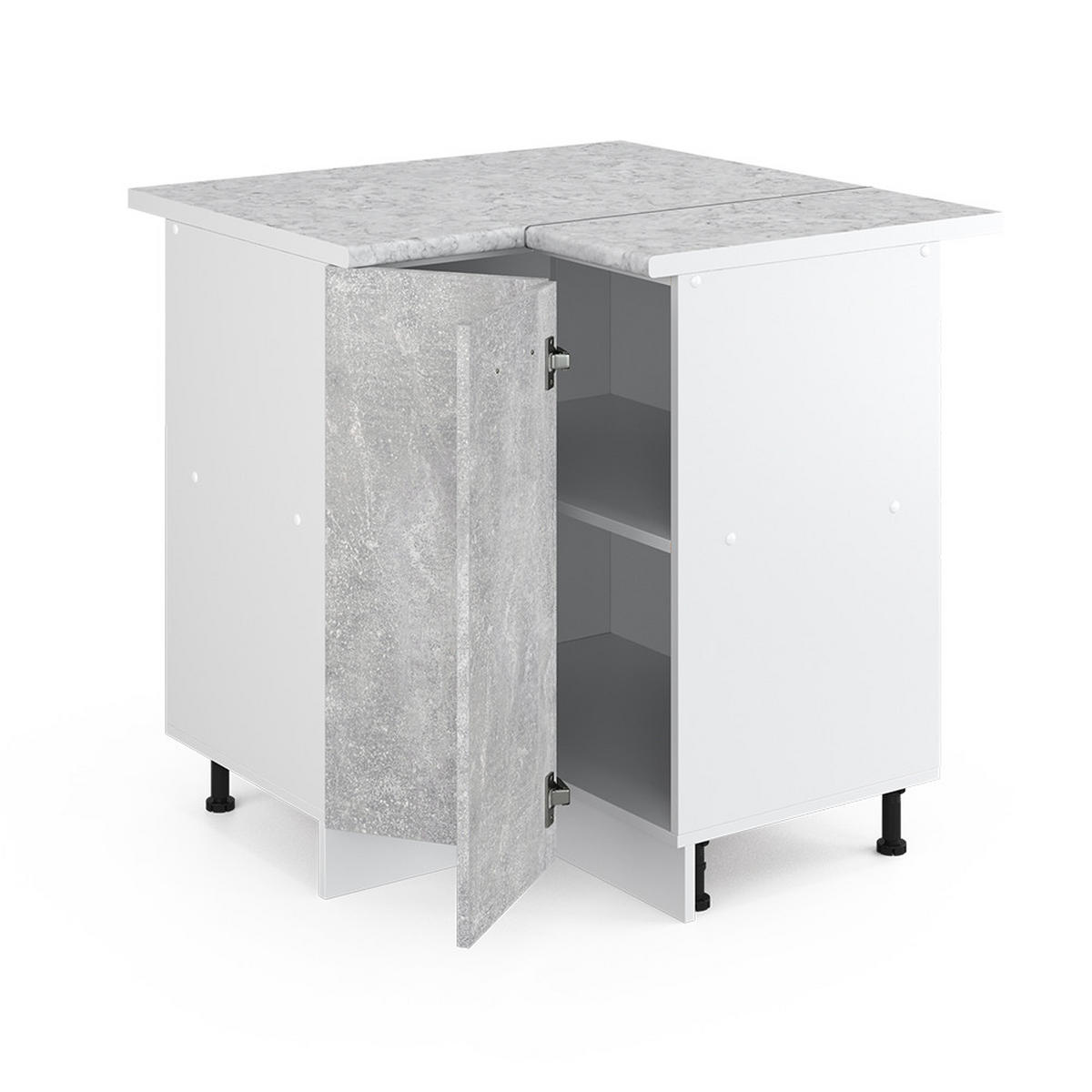 ECKSCHRANK FÜR HAUSRAT R-Line Beton 75.6 cm mit Tür, mit Arbeitsplatte - Schieferfarben/Weiß, Holzwerkstoff (75.6/81.6/60cm) - Vicco