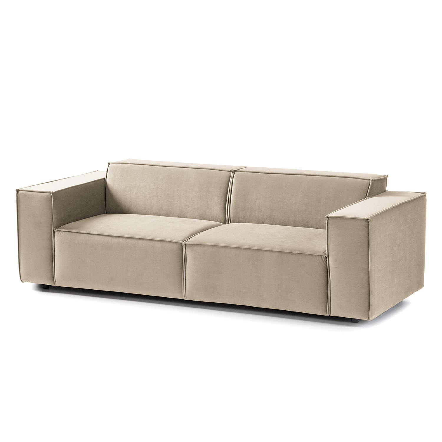 2,5-SITZER SOFA - Beige/Schwarz, Kunststoff/Textil (223/70/96cm) - home24