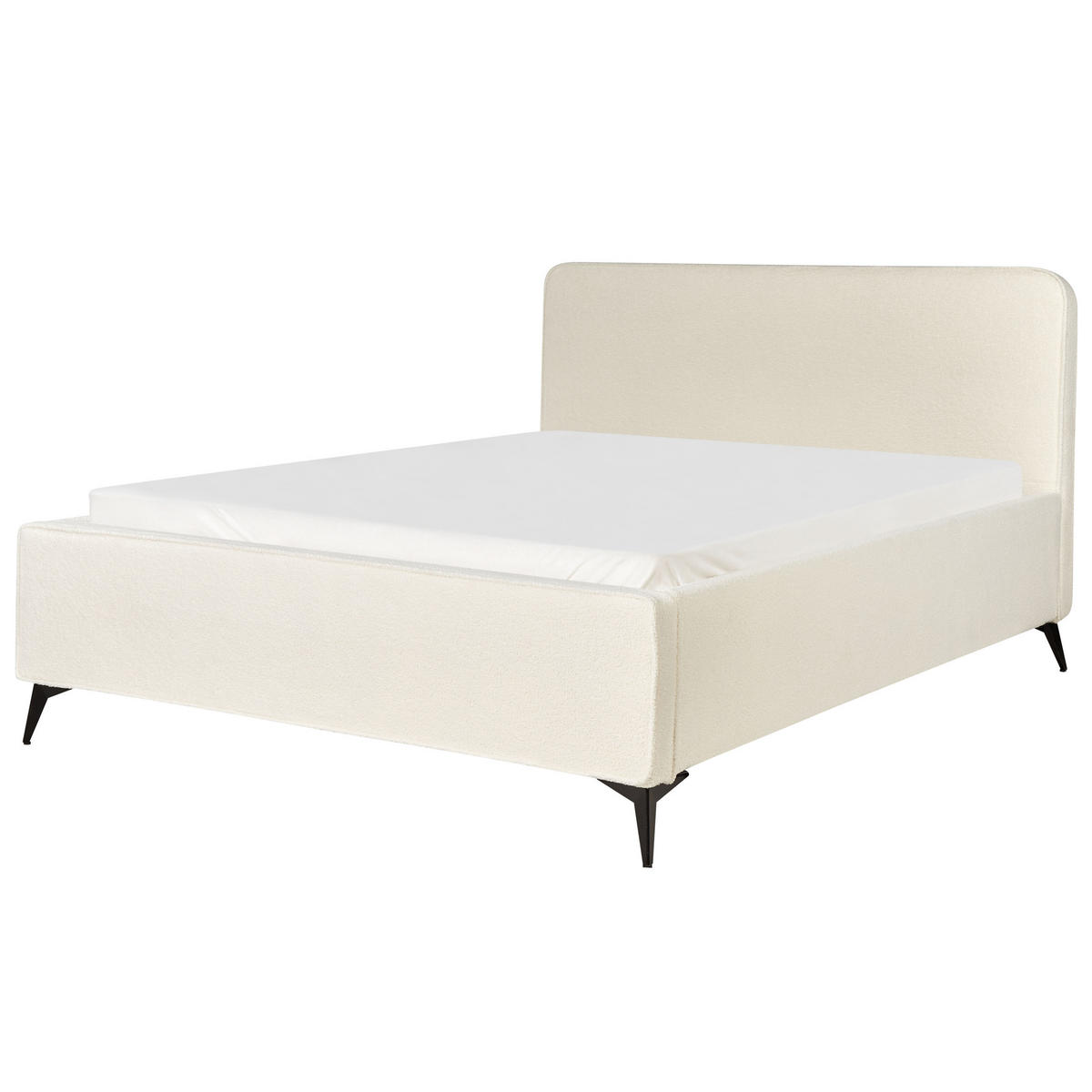 POLSTERBETT mit Lattenrost 160x200 cm Weiß Valognes - Creme, Textil (160/200cm) - Beliani