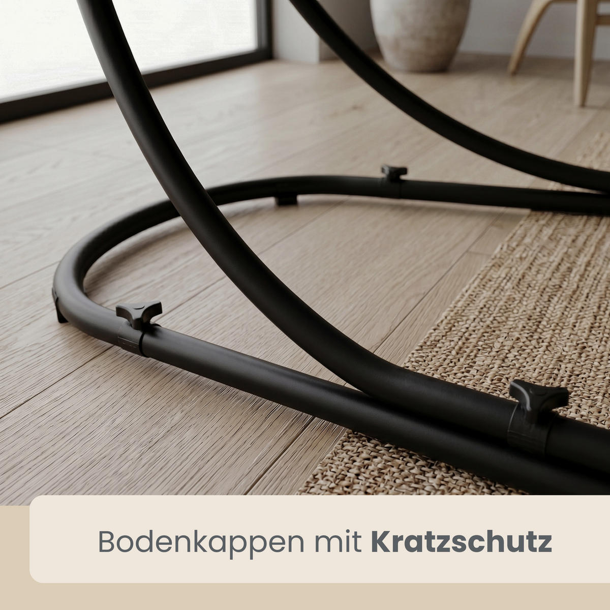 XL-HÄNGESESSELGESTELL, 210cm, bis 150kg, Schwarz - Schwarz, Metall (160/140/210cm) - Amanka