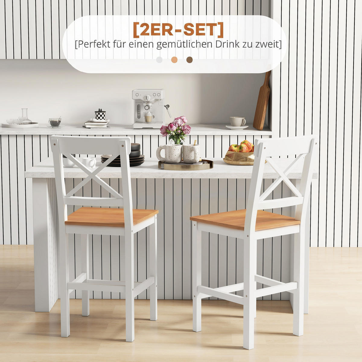 BARHOCKER 2er-Set Naturfarben 46.0/41.0/97.5 cm - Naturfarben, Holz (41/97.5/46cm)