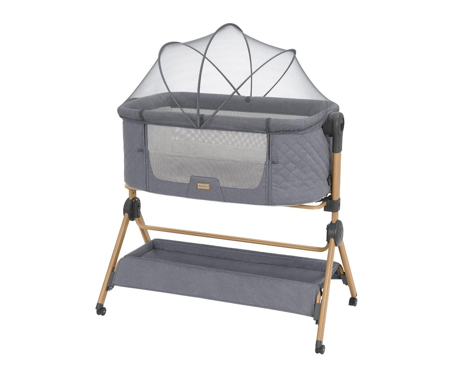 BEISTELLBETT Sleat Me 2 in 1 grau 102 x 60,5 cm, 5-Punkt-Gurt, 3-fach verstellbar, Anti-Reflux - Grau, Metall (60/100cm) - Kikka boo