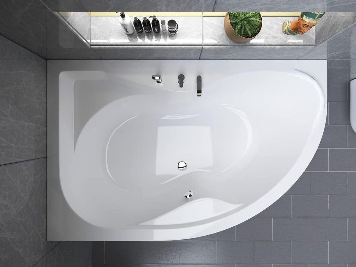 BADEWANNE Eckwanne DORA 170/110 Links mit Styro Ablauf Füße - Weiß, Kunststoff (110/59.5/170cm) - bad land