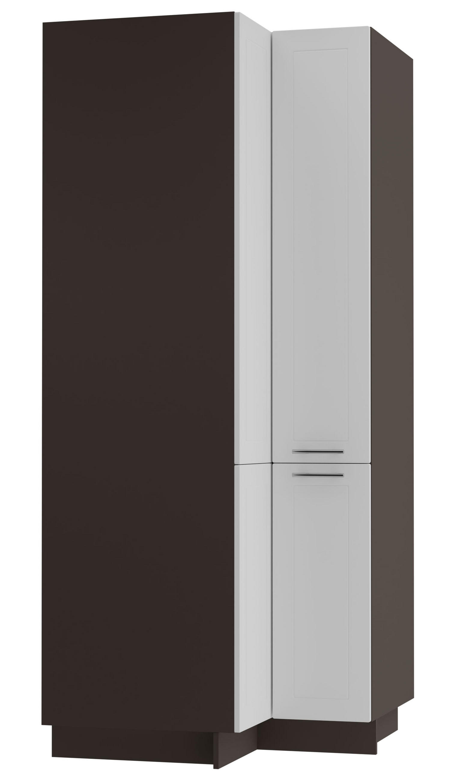 Feldmann-Wohnen Eckvorratsschrank Dunkelgrau, Weiß 90x207x90 cm