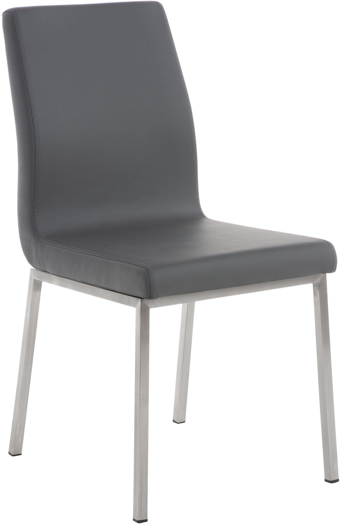 STUHL Lederlook Grau - Edelstahlfarben/Grau, Textil/Metall (40/88/50cm) - CLP