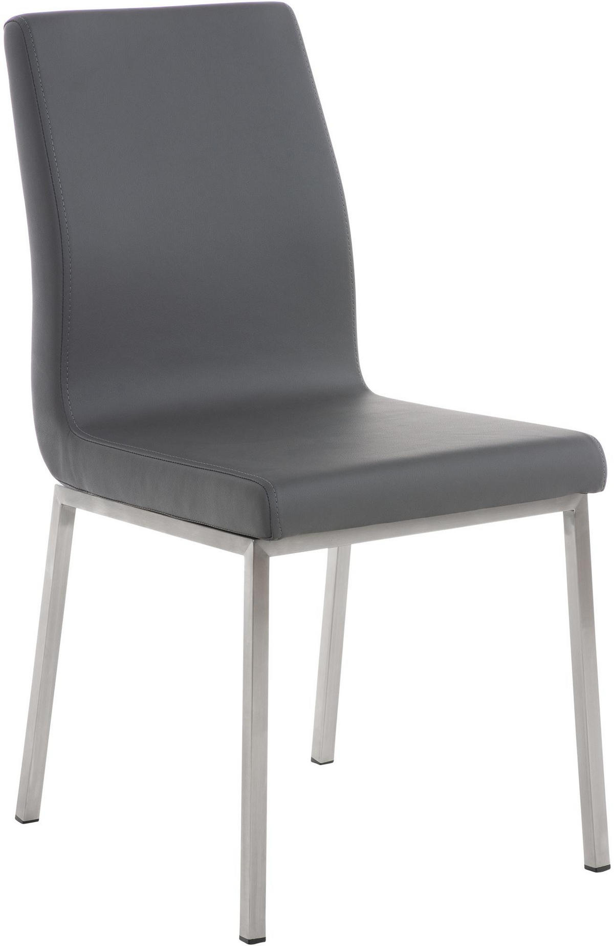 STUHL Lederlook Grau - Edelstahlfarben/Grau, Textil/Metall (40/88/50cm) - CLP
