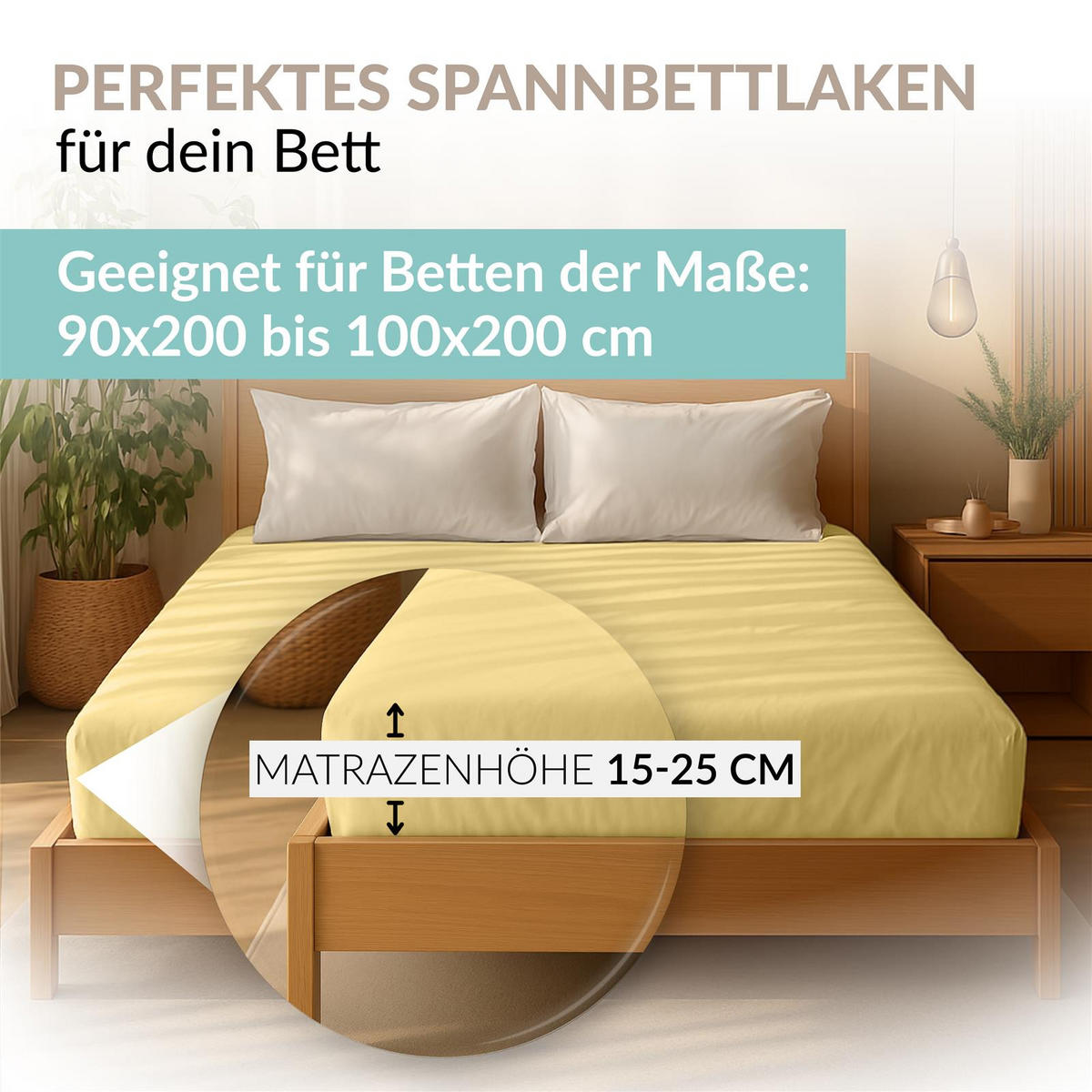 JERSEY-SPANNBETTLAKEN 140x200 - 160x200 Feine Bettlaken aus 100% Baumwolle, Spannbetttuch Laken Uni Gelb - Gelb, Textil (140/200cm) - Carpe Sonno