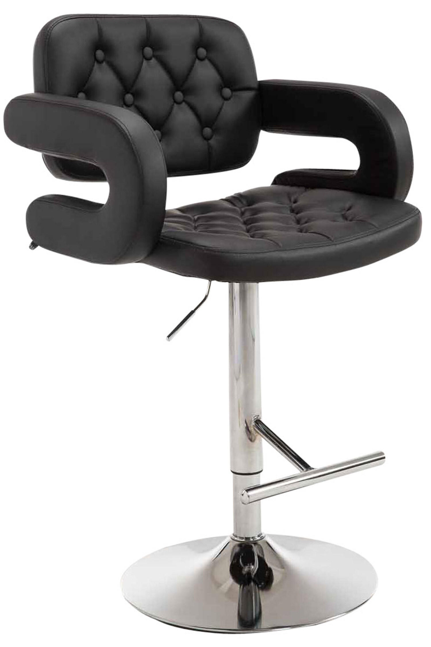 BARHOCKER Dubai, Gestell Metall in Chromoptik, Kunstleder schwarz, - Chromfarben/Schwarz, Kunststoff/Textil (52/100/55cm) - TPFLiving