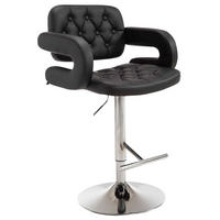 BARHOCKER Dubai, Gestell Metall in Chromoptik, Kunstleder schwarz, - Chromfarben/Schwarz, Kunststoff/Textil (52/100/55cm) - TPFLiving
