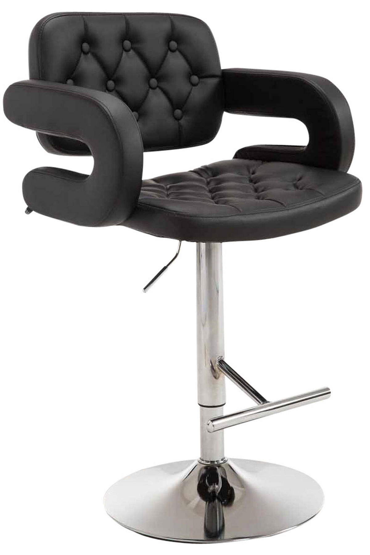 BARHOCKER Dubai, Gestell Metall in Chromoptik, Kunstleder schwarz, - Chromfarben/Schwarz, Kunststoff/Textil (52/100/55cm) - TPFLiving