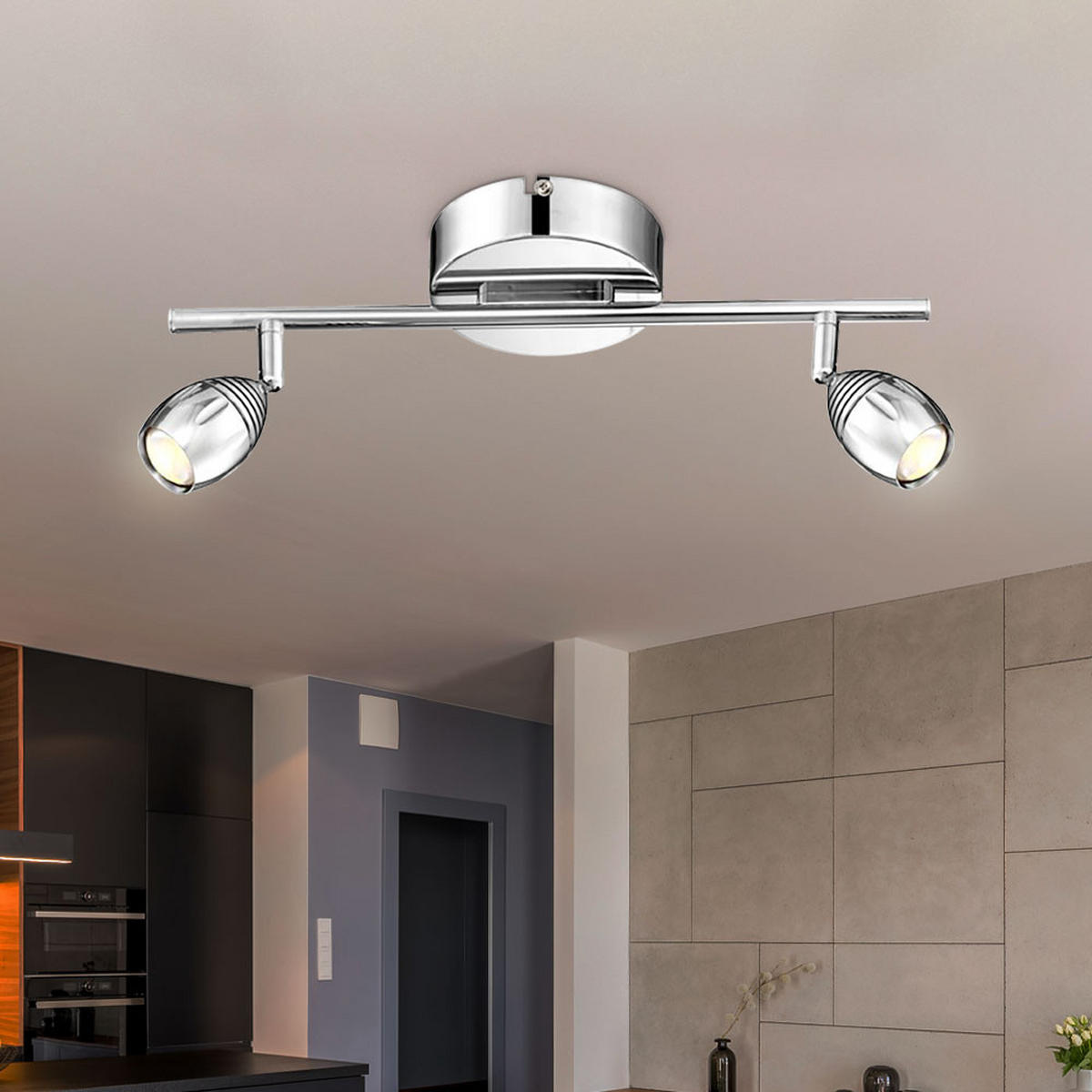 LED DECKENLEUCHTE Morelia Silber Aluminium - Silberfarben, Metall (38/13/16.5cm) - Globo Lighting