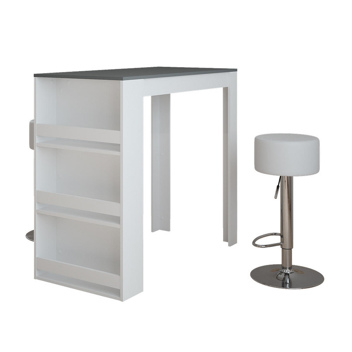 STOJACÍ BAROVÝ STŮL SE ŽIDLEMI Repose Bílá/antracitová - bílá, kompozitní dřevo (117/57/106cm) - Vicco