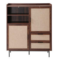 HIGHBOARD 2 Türen 2 Schubladen aus Textil und Walnuss-Dekor 80/120/40 cm - Nussbaumfarben, Holzwerkstoff (39.5/120/47cm) - Calicosy