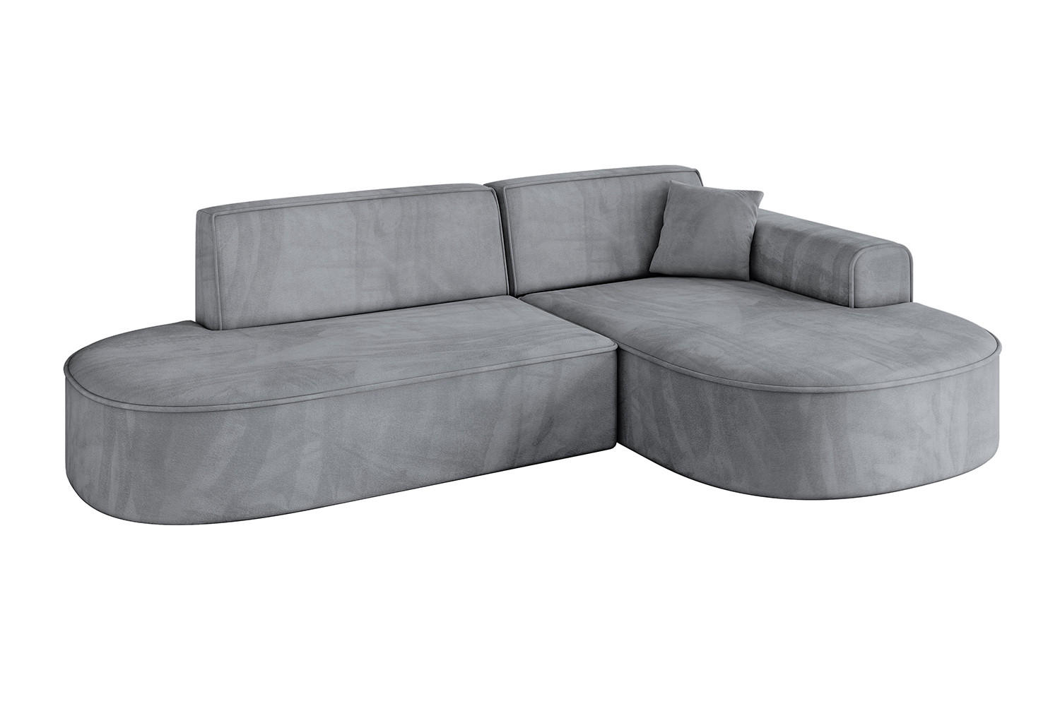 ECKSOFA Ottomane Rechts MARI-L1 - 243x171x79 cm Grau Velours - Schwarz/Grau, Holzwerkstoff/Kunststoff (171/243cm) - ALTDECOR