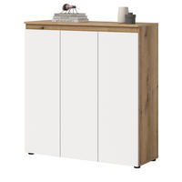 KOMMODE weiß, Evoke Eiche 105 x 11 cm, Anrichte mit 10 Fächern - Eichefarben/Schwarz, Holzwerkstoff/Kunststoff (105/111/37cm) - Inn.Furn