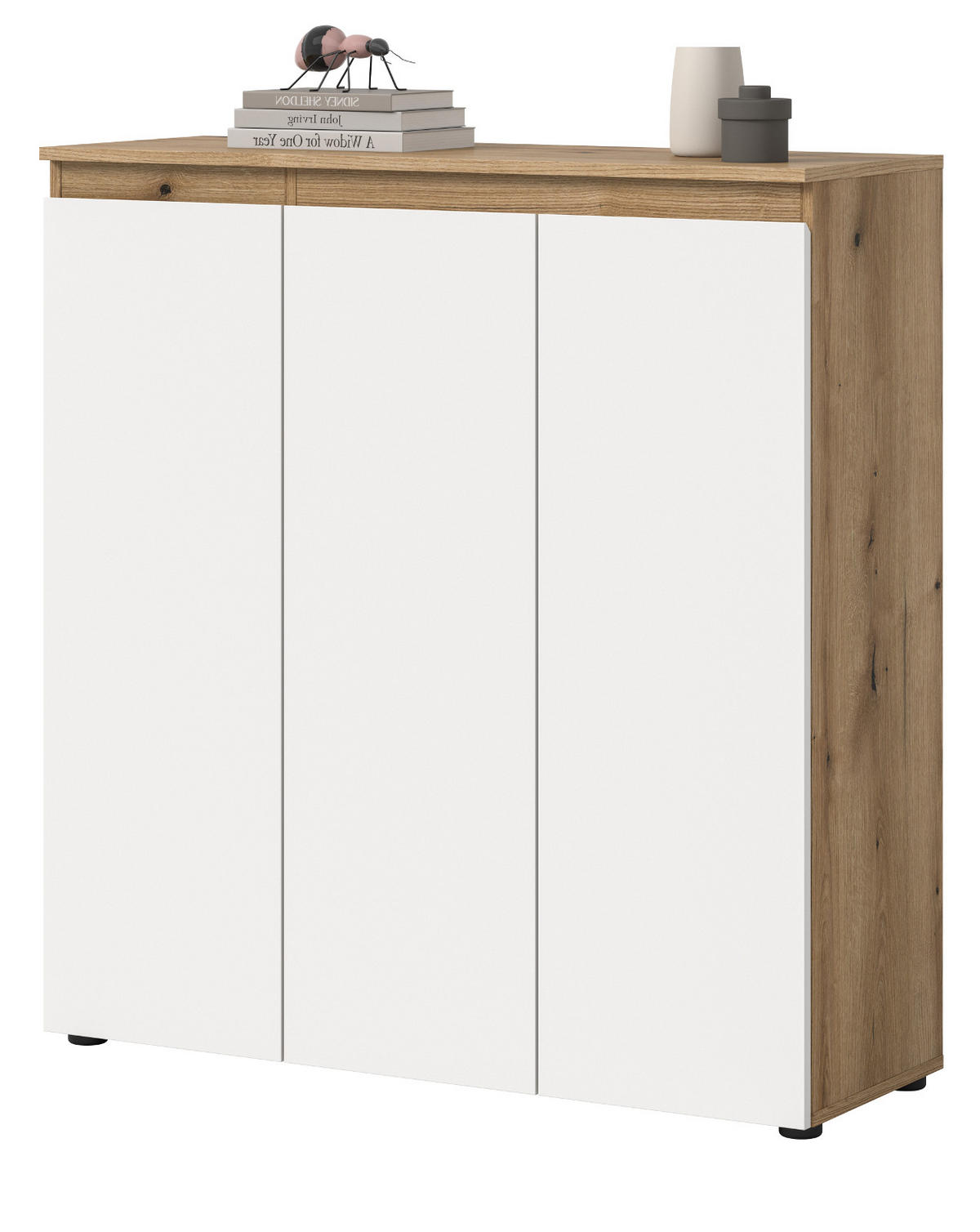 KOMMODE weiß, Evoke Eiche 105 x 11 cm, Anrichte mit 10 Fächern - Eichefarben/Schwarz, Holzwerkstoff/Kunststoff (105/111/37cm) - Inn.Furn