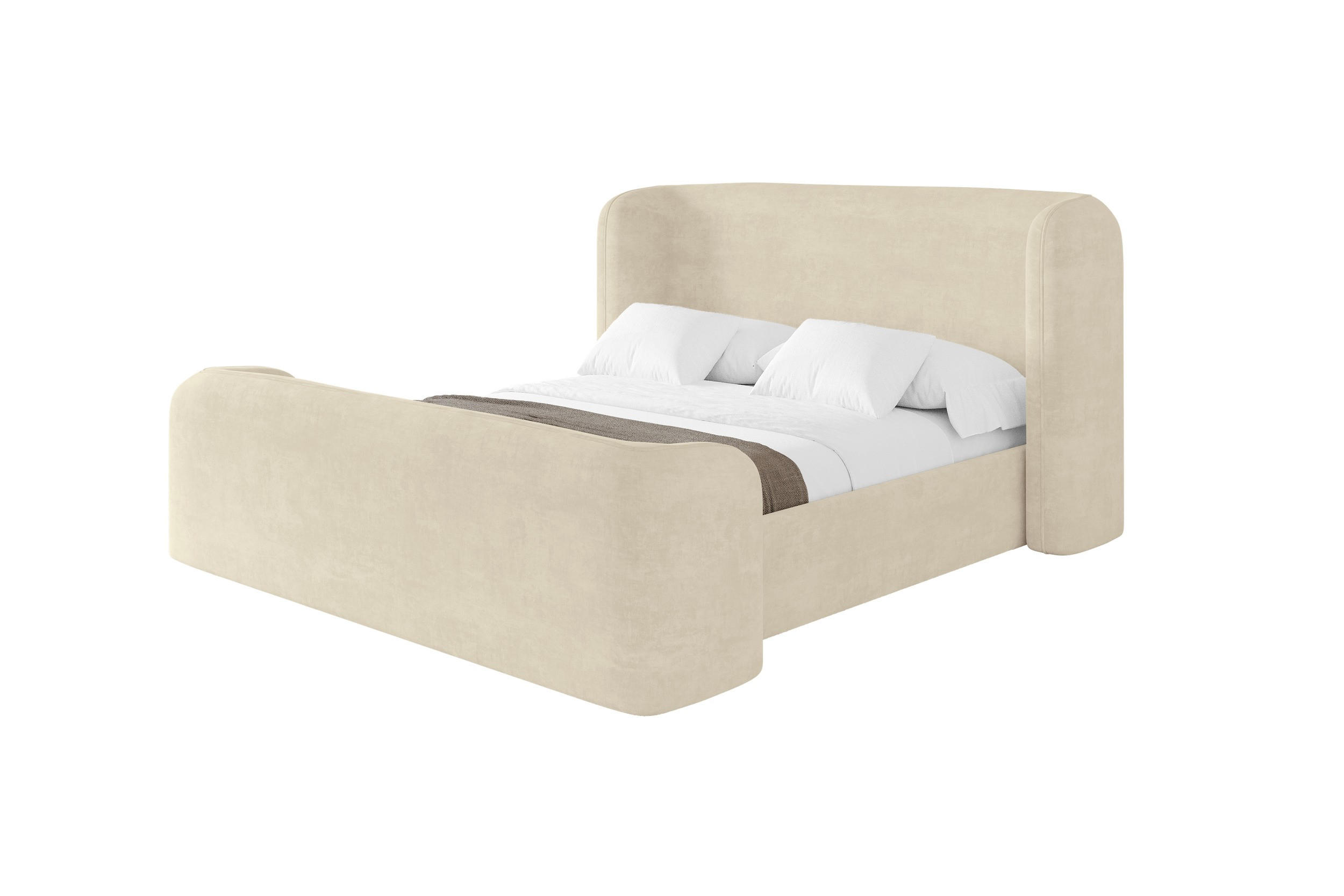 POLSTERBETT mit Bettkasten, Fußteil und Lattenrost, Boxbett ohne Matratze - ESTI-Z 180x200 Beige - Beige, Holzwerkstoff/Textil (180/200cm) - ALTDECOR