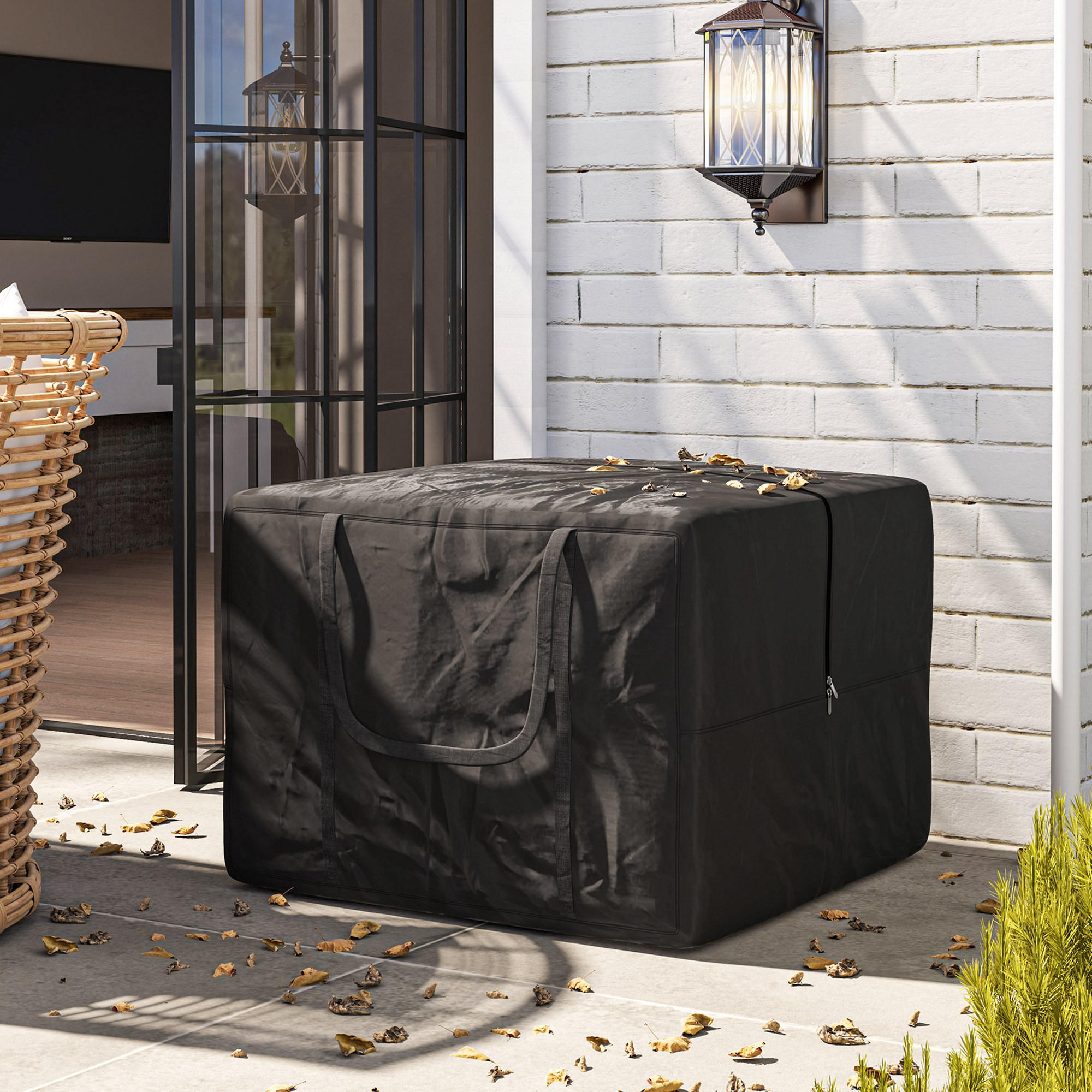 AUFBEWAHRUNGSTASCHE, Oxfordstoff, Schwarz - Schwarz, Kunststoff (80/60/80cm) - Outsunny