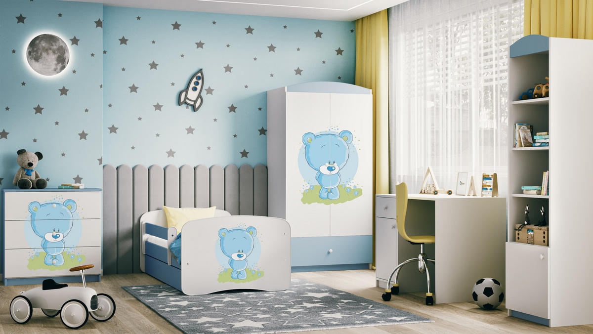 KINDERKLEIDERSCHRANK Blaubär 90/175/52 - Blau, Holzwerkstoff (90/175/52cm) - Kocot Kids