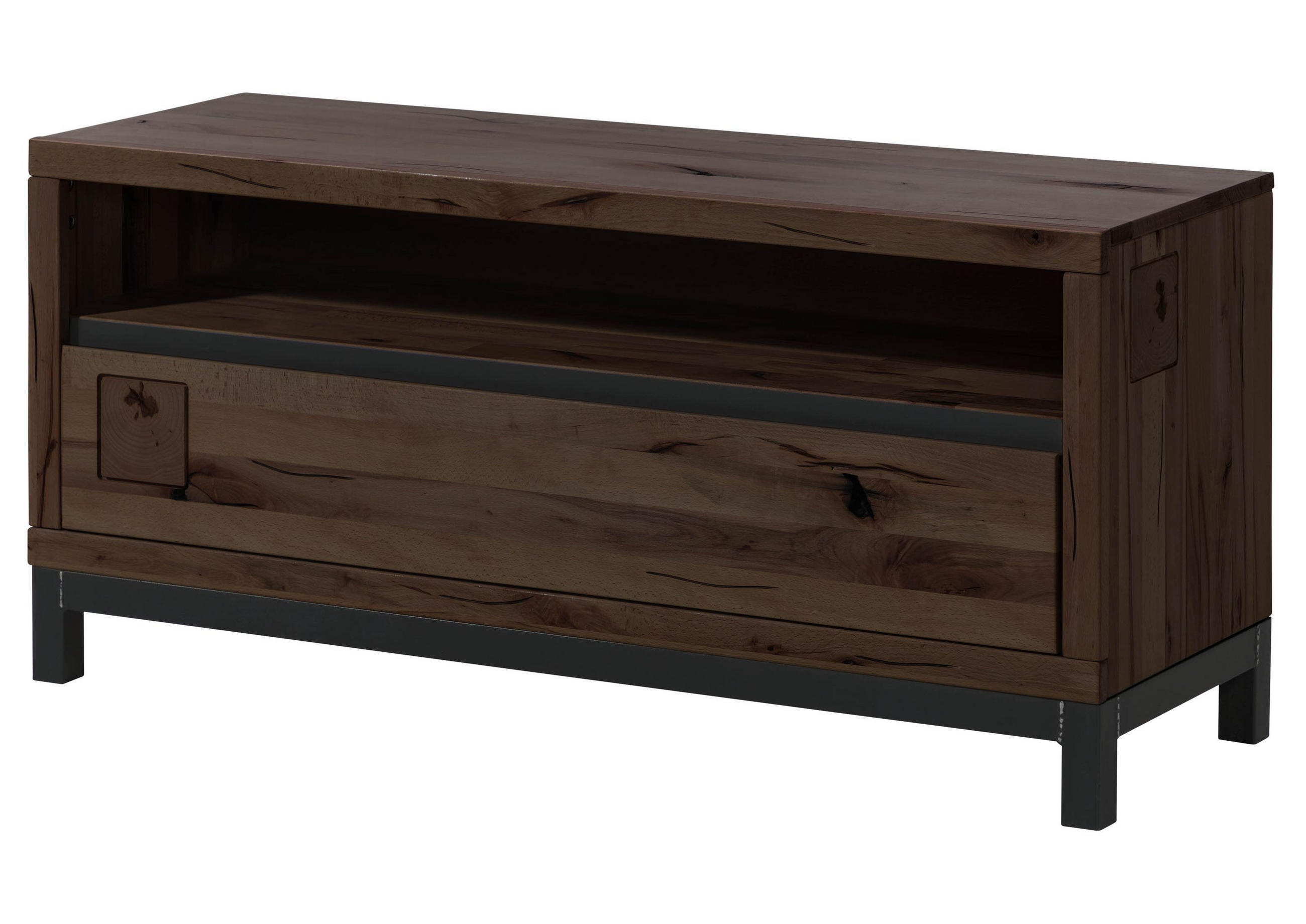 TV-BOARD Kernbuche 120x40x56 tabacco braun geölt VILLANDERS #212 - Braun, Holzwerkstoff (120/56/40cm) - Massivmoebel24