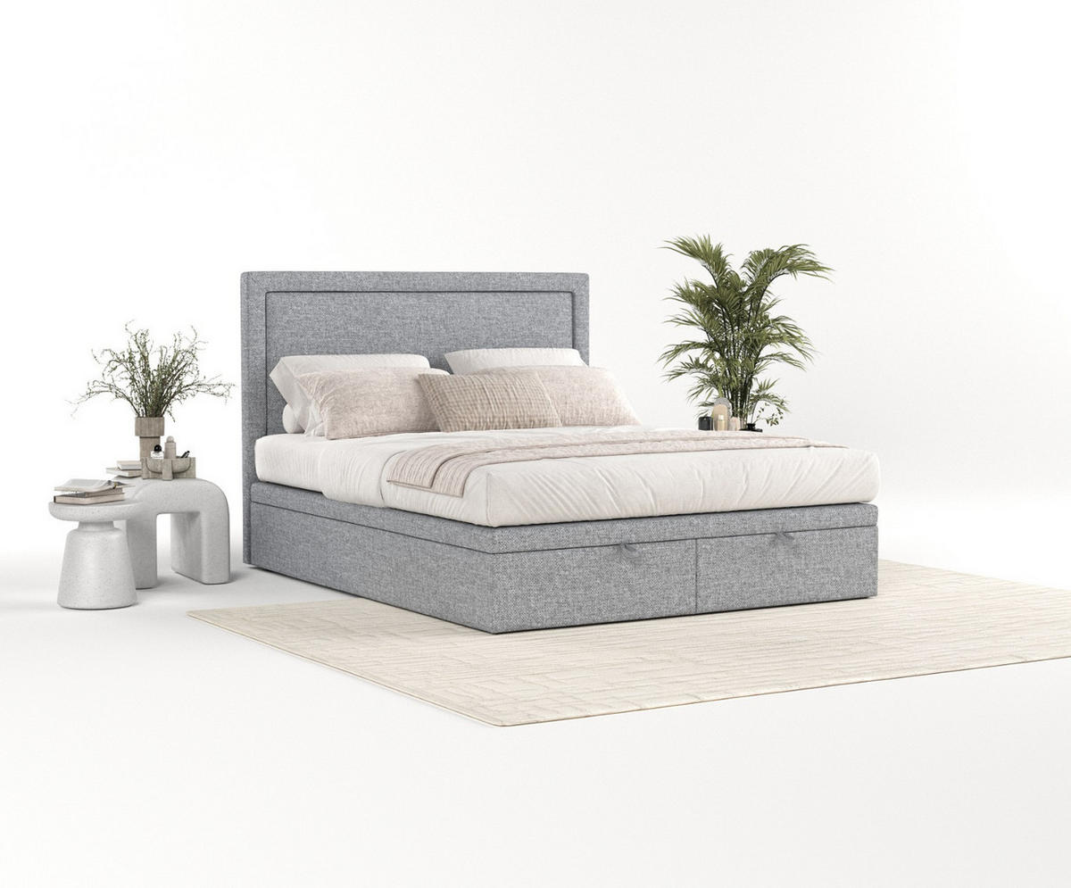 POLSTERBETT Salma mit Stauraum 160/200 cm Grau im Alta Stoff - Schwarz/Grau, Holz/Holzwerkstoff (160/200cm) - AltaBeds