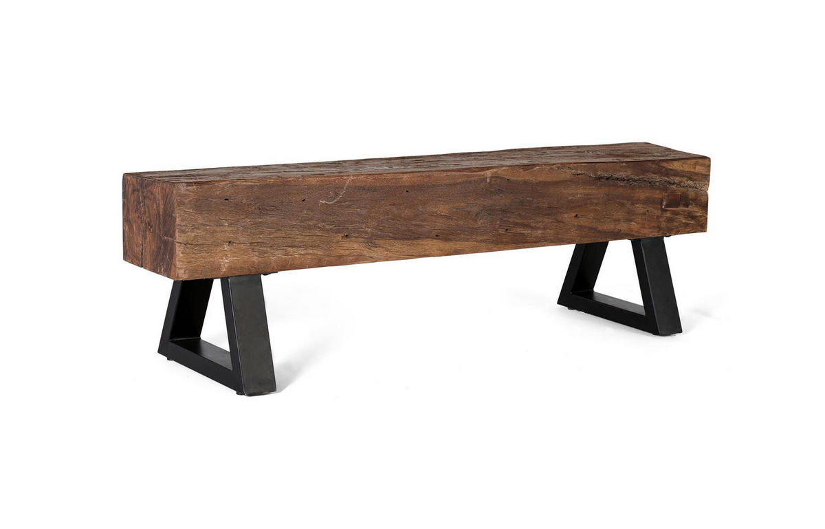 SITZBANK aus Altholz und Metallbeinen - Braun, Holz (150/45/40cm) - Giner y Colomer