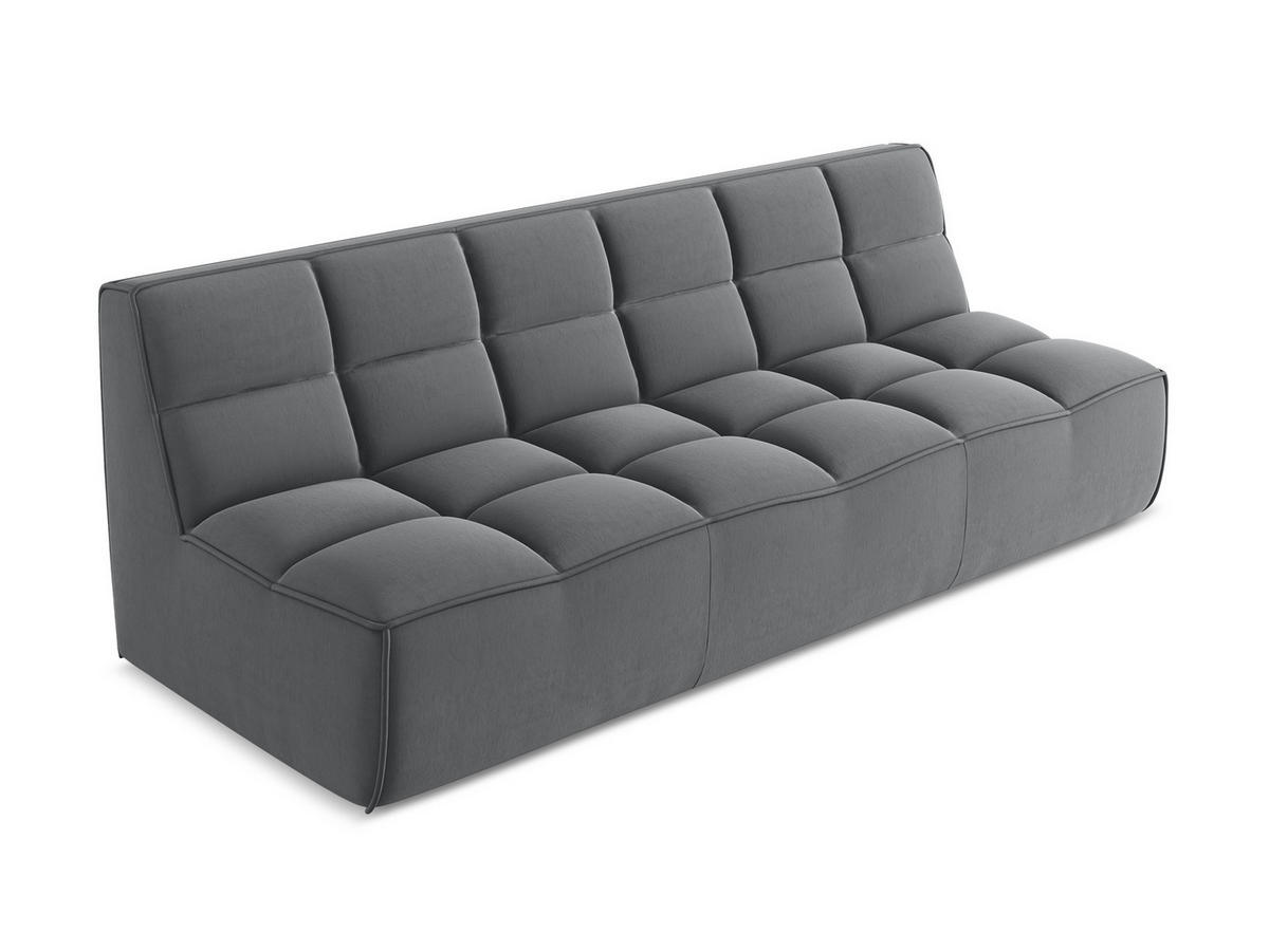 3-SITZER SOFA Samt Stoff Grau - Dunkelgrau/Schwarz, Kunststoff/Textil (210/75/93cm) - Makamii