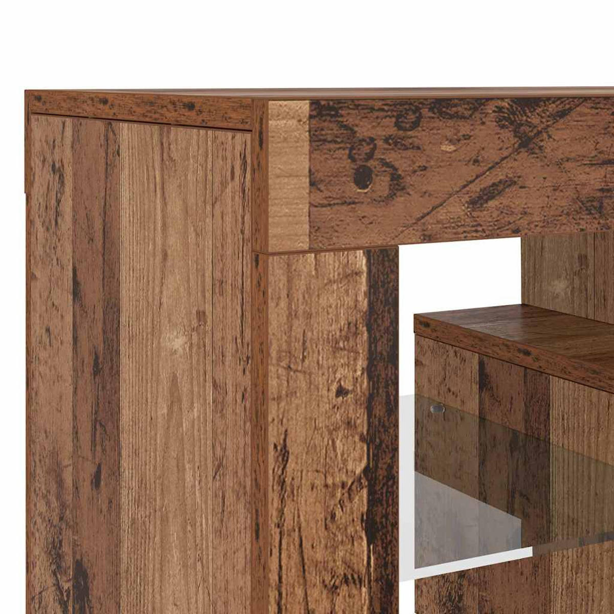 LOWBOARD mit Led 120/36,5/40 cm aus Holzwerkstoff in Altholz-Optik Dekor - Graubraun, Holz (120/40/36.5cm) - vidaXL