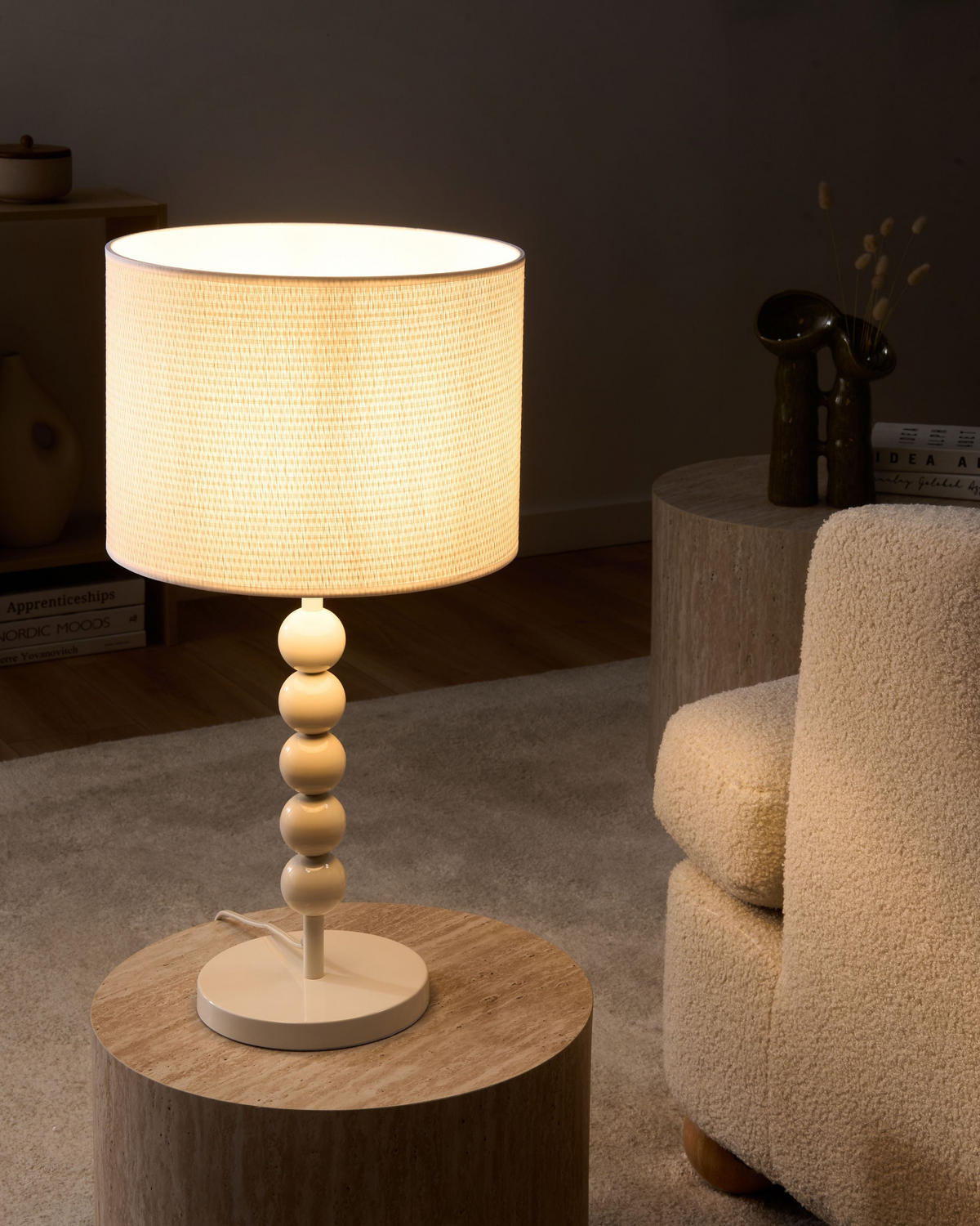 TISCHLAMPE Metall Weiß Loky - Weiß, Textil (30/30/58cm) - Beliani