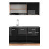 SINGLEKÜCHE R-Line Schwarz Hochglanz/Goldkraft Eiche 140 cm AP Anthrazit - Schwarz Hochglanz/Eiche Wotan, Holzwerkstoff (140/81.6/60cm) - Vicco