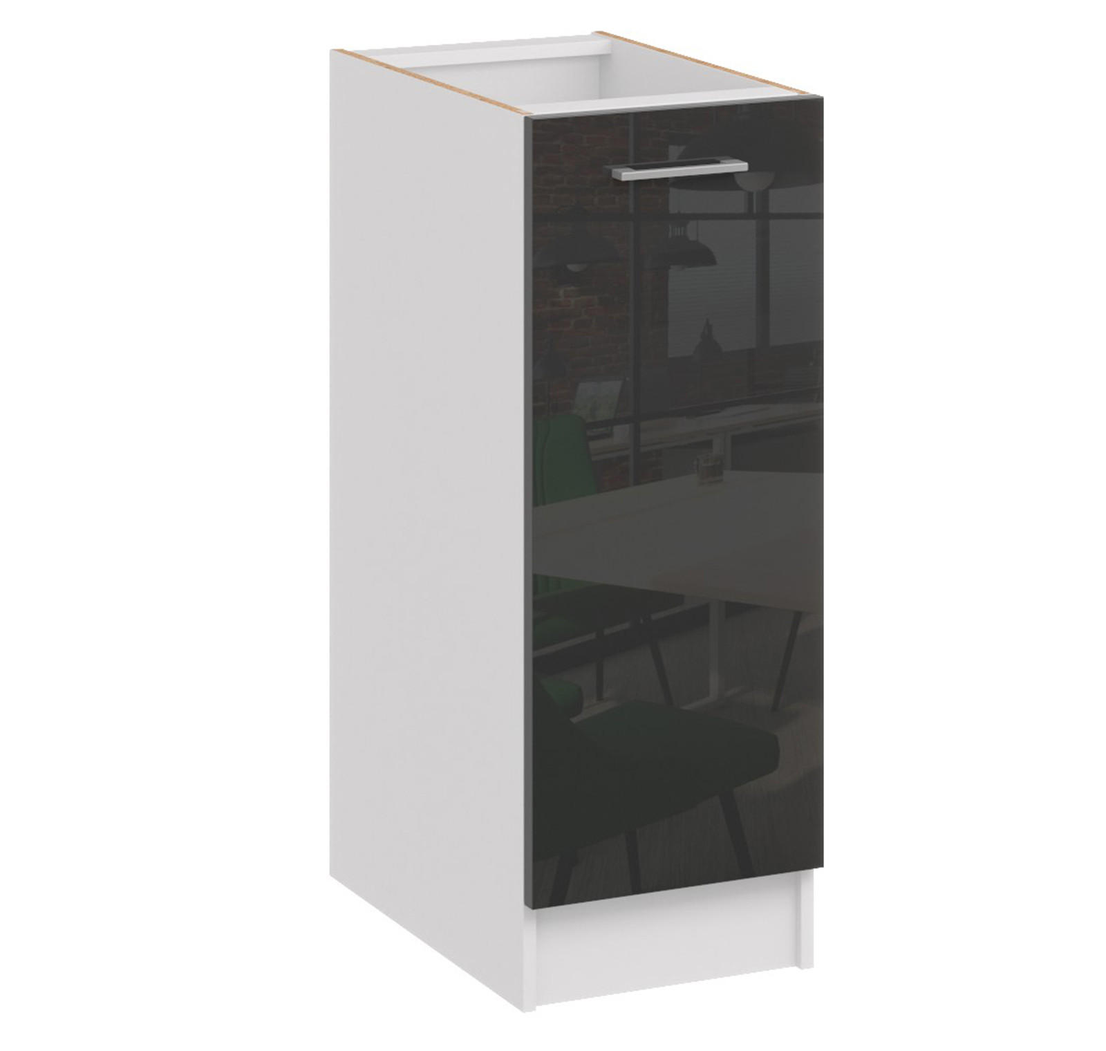 KÜCHENUNTERSCHRANK D30 schwarz glanz - Schwarz Hochglanz, Holzwerkstoff (30/82/44cm) - roe furniture