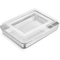 BACKBLECH mit Deckel 31,6 x 24,6 x 5 cm - Silberfarben, Metall (31.6/5/5cm)