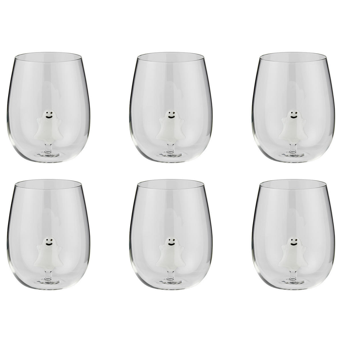 TRINKGLAS (6er Set) Merry & Joy Gespenst - Weiß, Glas (0.45L) - Butlers