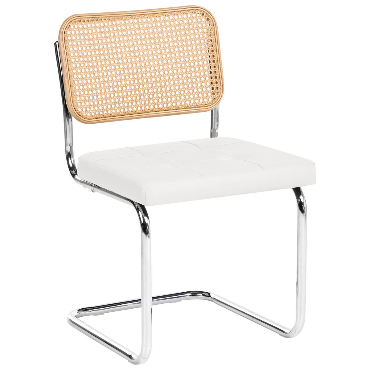 ESSZIMMERSTUHL 2er-Set Kunstleder Weiß Ethete - Hellbraun, Kunststoff (49/83/54cm) - Beliani