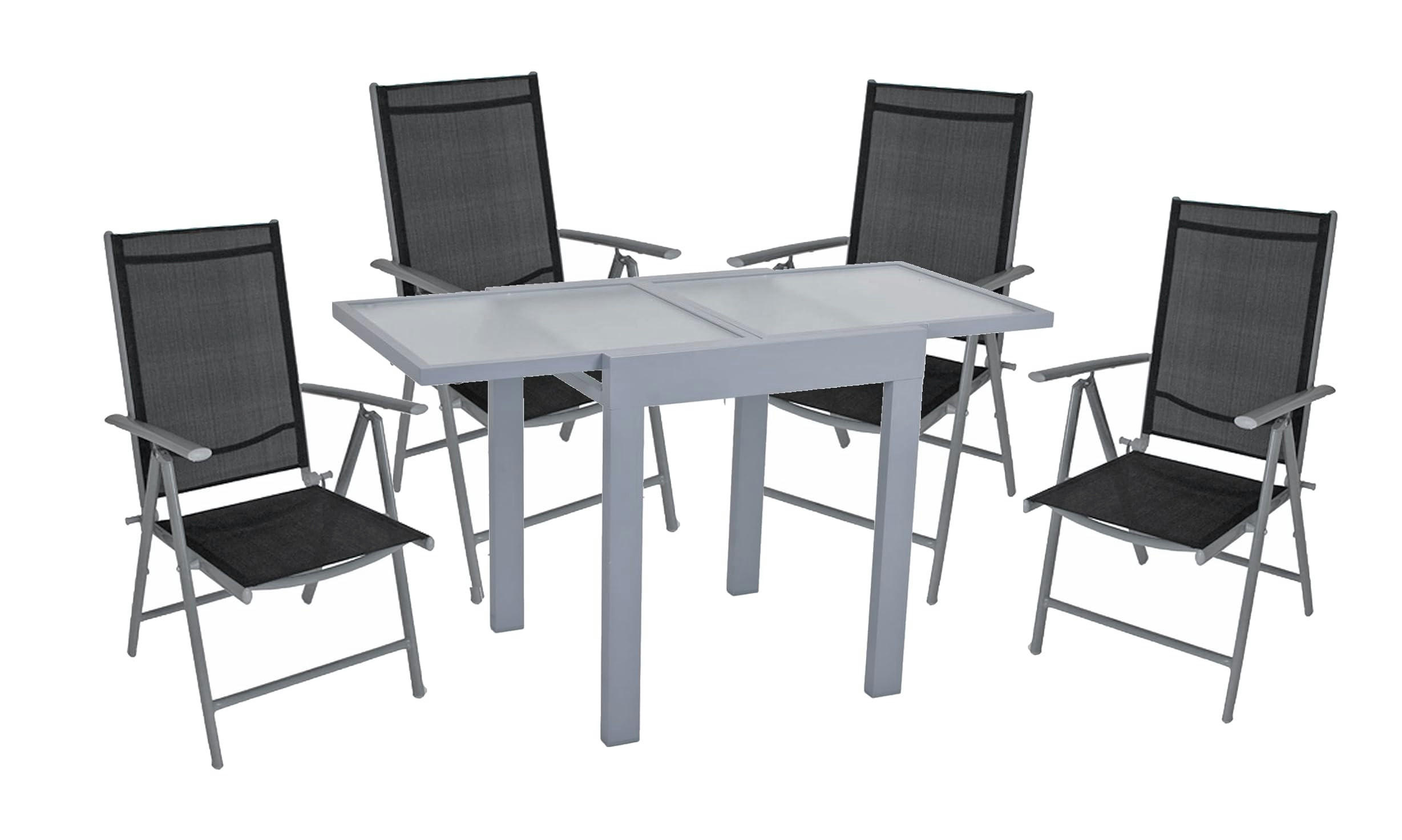 GARTEN-SITZGRUPPE Axel 5-teilig Gartenmöbel-Set - Grau, Metall - DELUKE