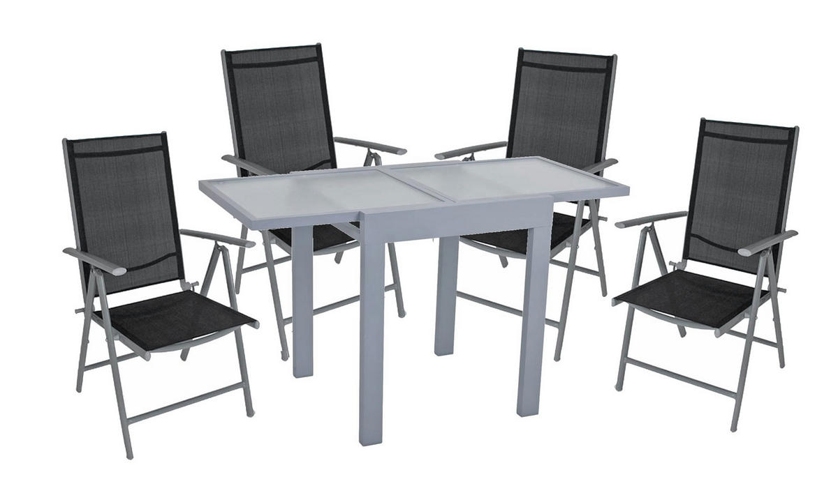 GARTEN-SITZGRUPPE Axel 5-teilig Gartenmöbel-Set - Grau, Metall - DELUKE