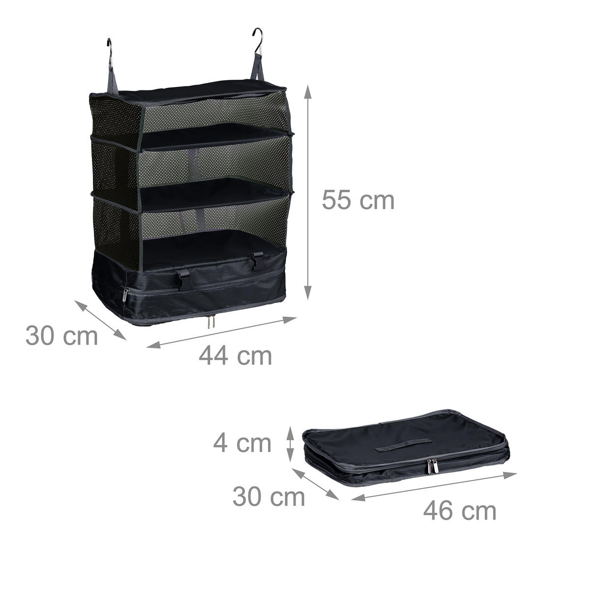 GEPÄCK-ORGANIZER - Schwarz, Textil/Metall (44/55/30cm) - Relaxdays