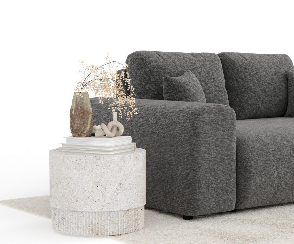 2-SITZER-SOFA Zanzibar Grau Chenille - Schwarz/Grau, Holz/Holzwerkstoff (178/79/108cm) - Maison de Reve