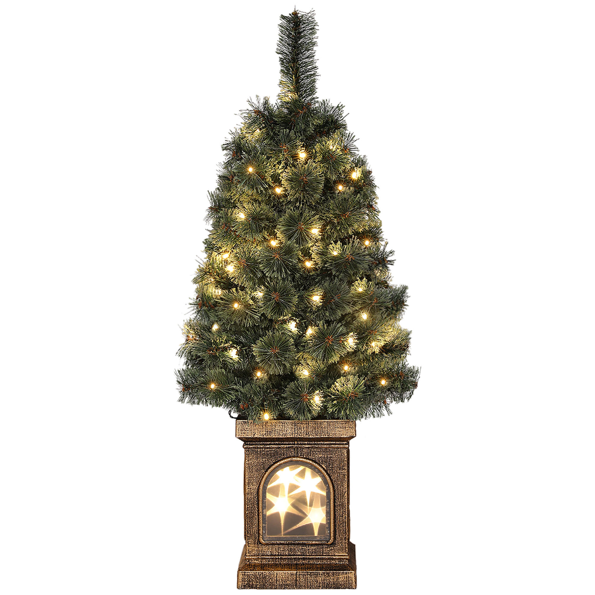 KÜNSTLICHER Weihnachtsbaum mit LED-Leuchten, 90 cm Christbaum mit Fernbedienung - Grün, Kunststoff (45/90cm) - HOMCOM