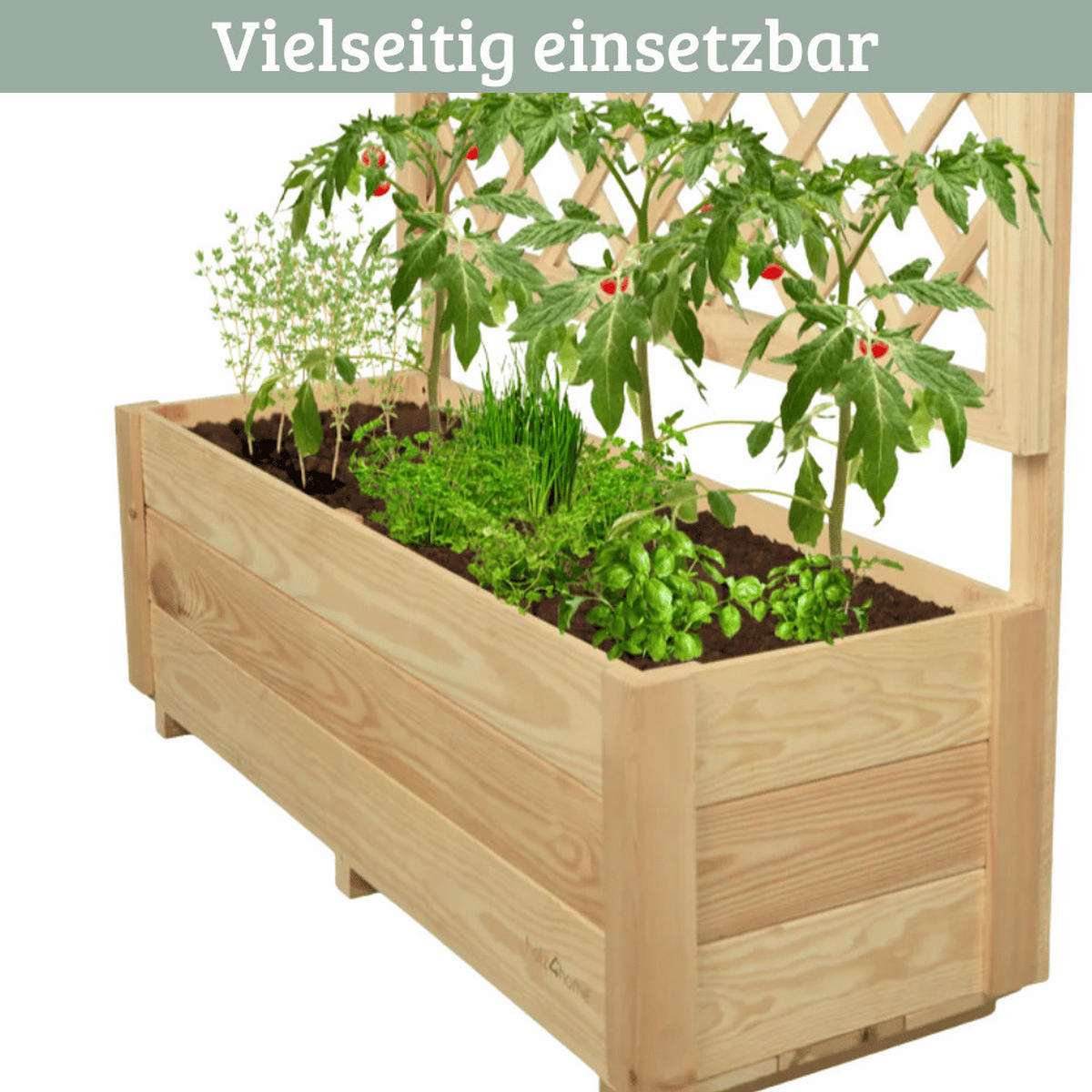 PFLANZKASTEN mit Rankgitter THIO Inkl. Vlies 98cm Breit - Braun, Holz (98/104/34cm) - DELUKE