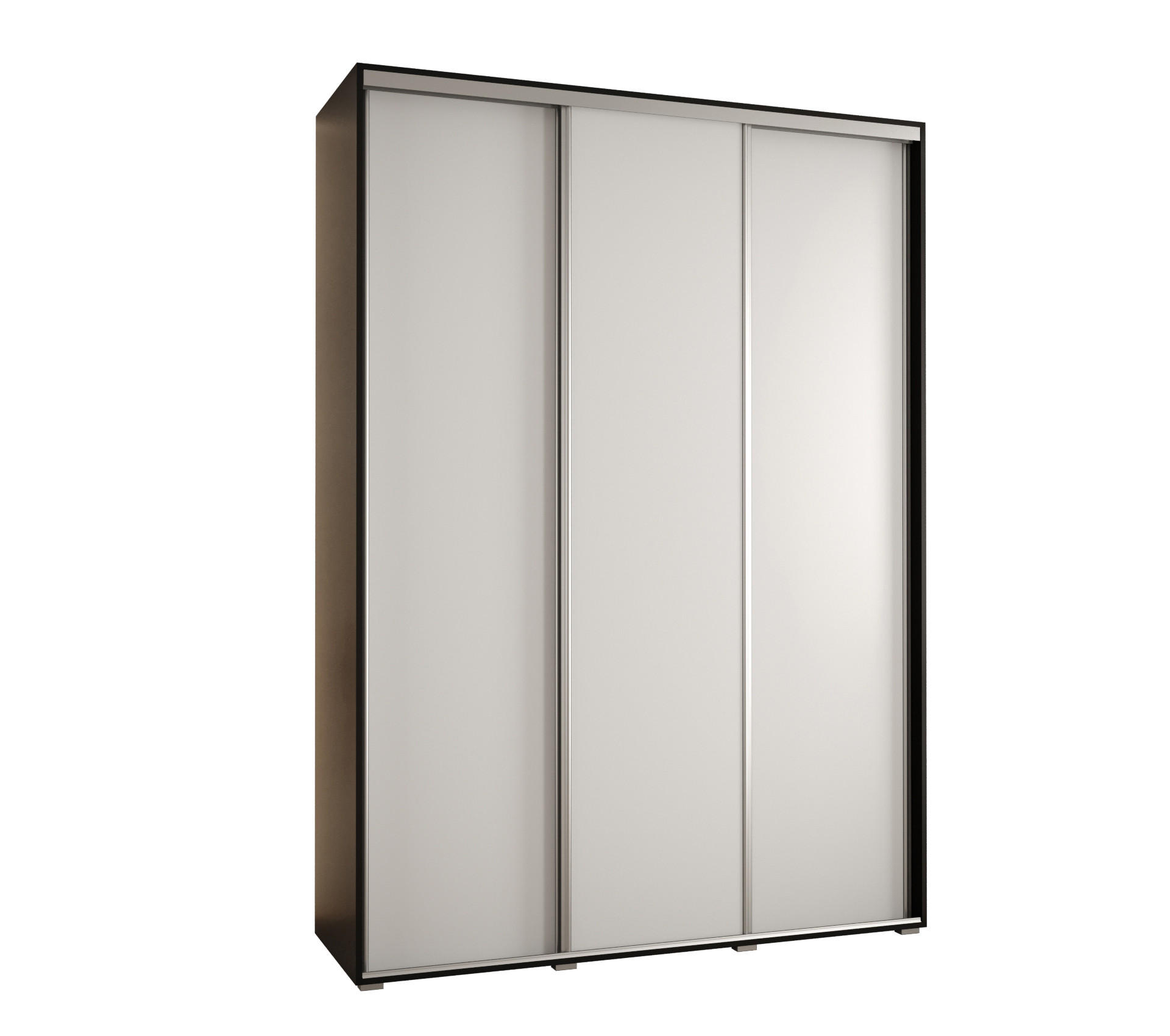 Abiks Möbel Schwebetürenschrank Schwarz, Weiß, Silber 170x235x60 cm