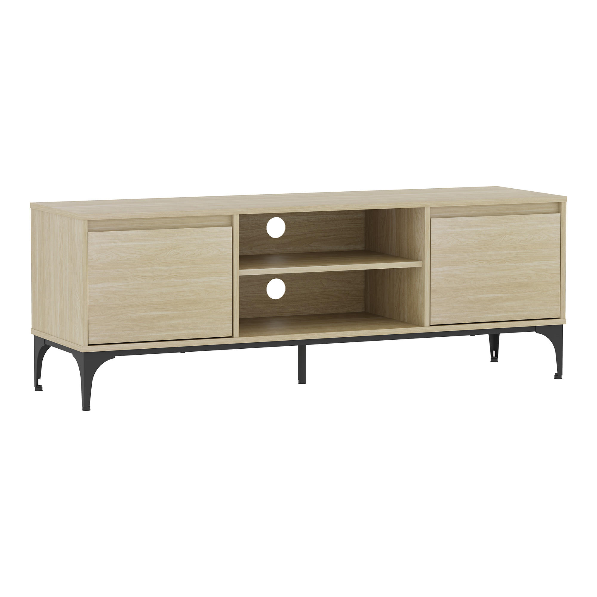 TV-ELEMENT Kistiandi - Eichefarben, Holzwerkstoff/Metall (140/50/40cm) - [en.casa]