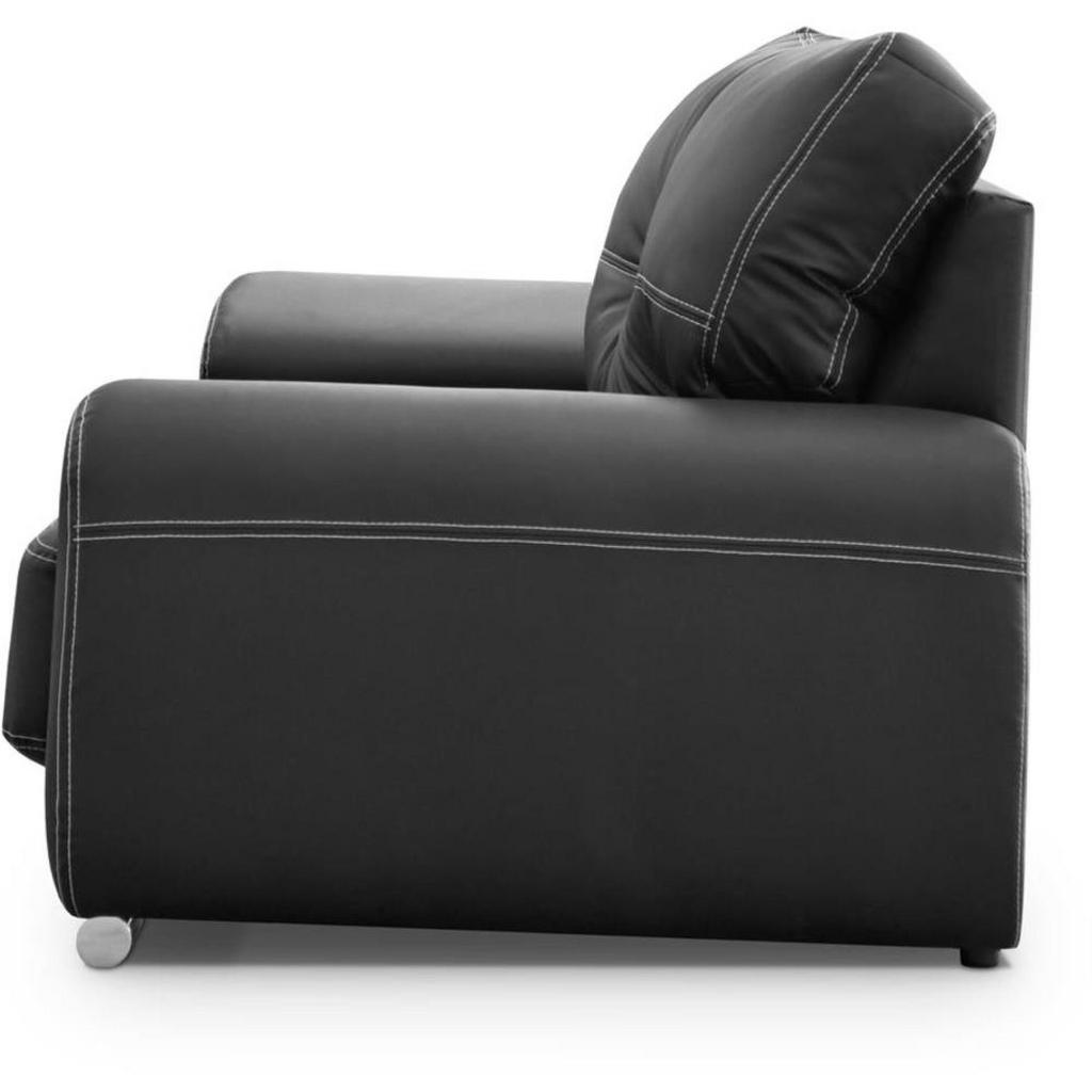 Thumbnail - Beautysofa Sofa, Schwarz, Leder, 225x88x98 cm, Wohnzimmer, Sofas & Couches, Sofas, 3-Sitzer Sofas